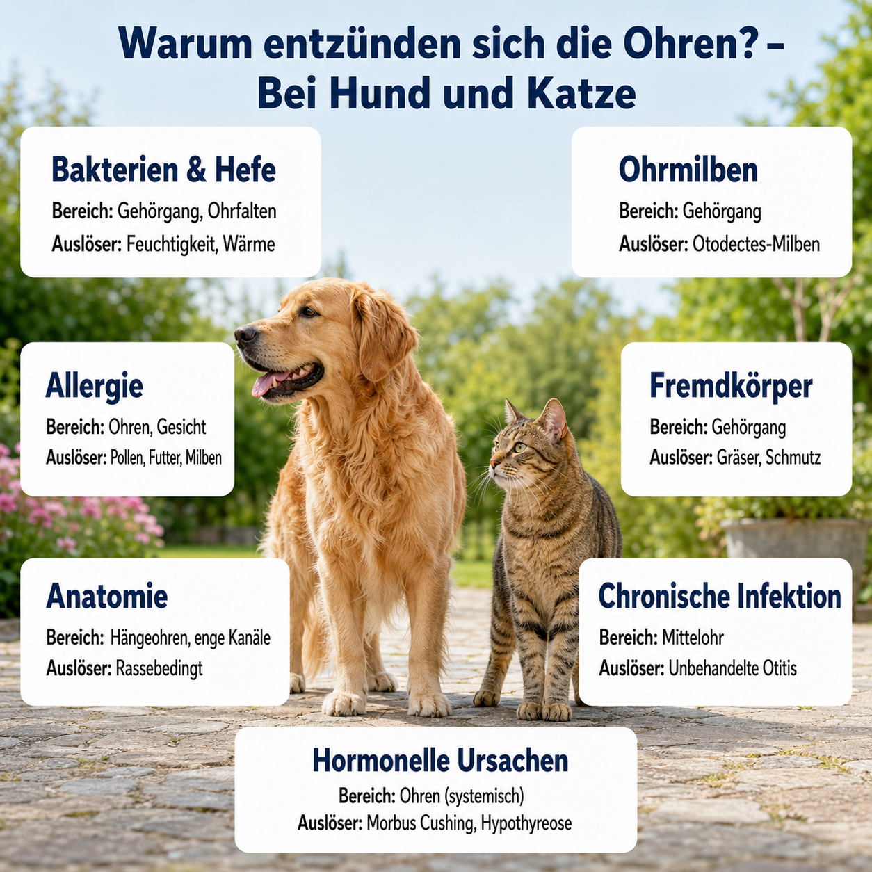 Infografik: Ursachen wiederkehrender Ohrenentzündungen beim Hund